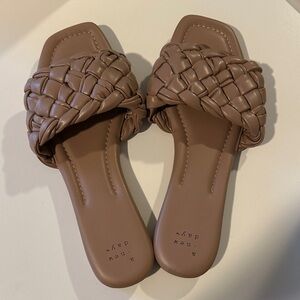 A New Day | Brown Braided Slide Sandals